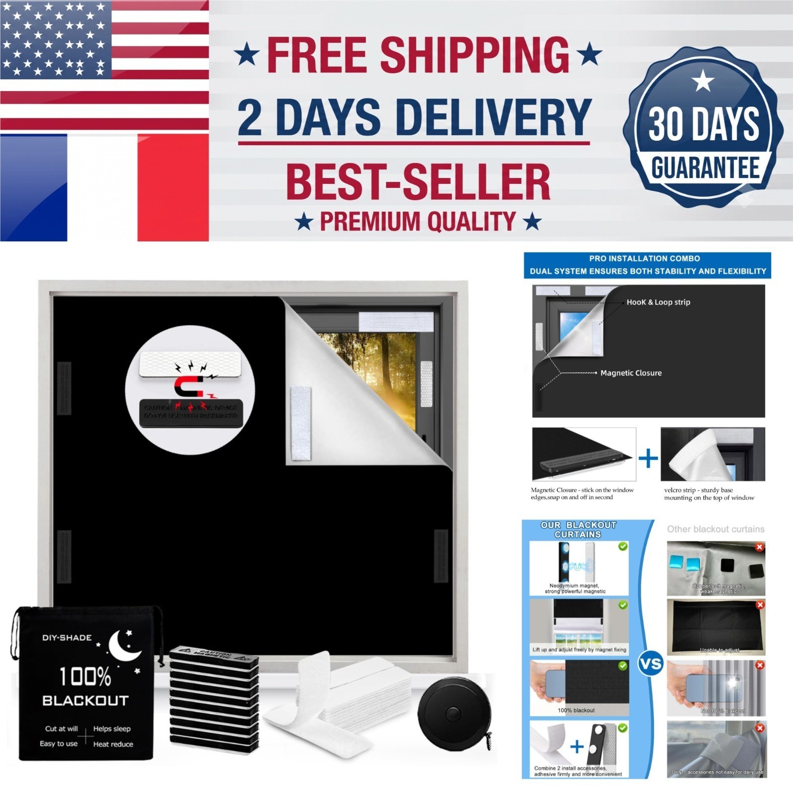 100% Blackout Magnetic Window Cover 118 x 57 Inch – Blackout Curtains