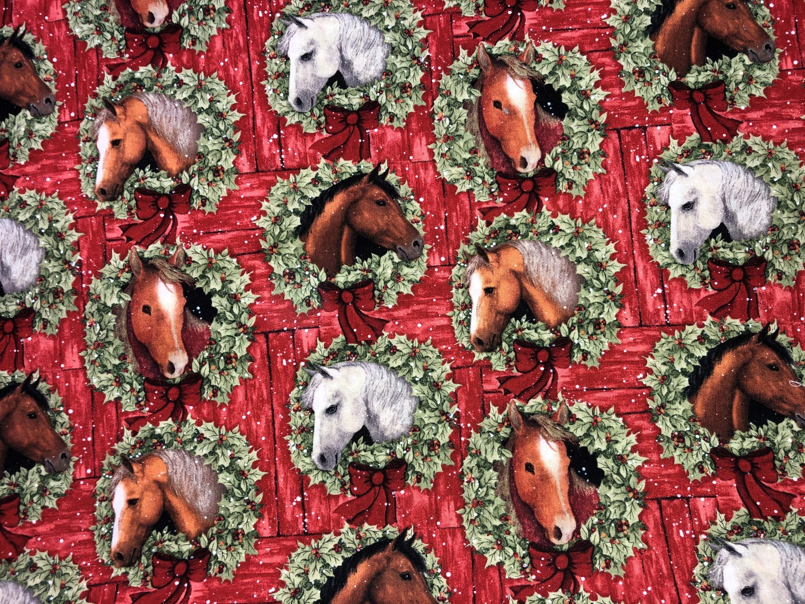 Christmas Horse Cameo Green Red Barn Valance Holly Holiday Handmade Curtain