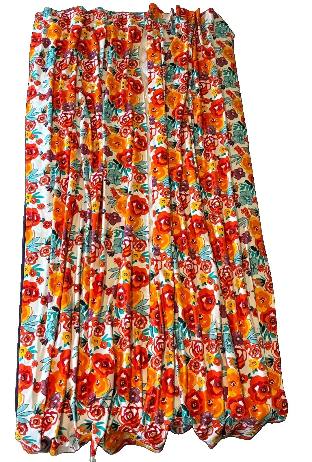 Pioneer Woman Long Curtains in Floral Flea Market Design, Bright and Colorful