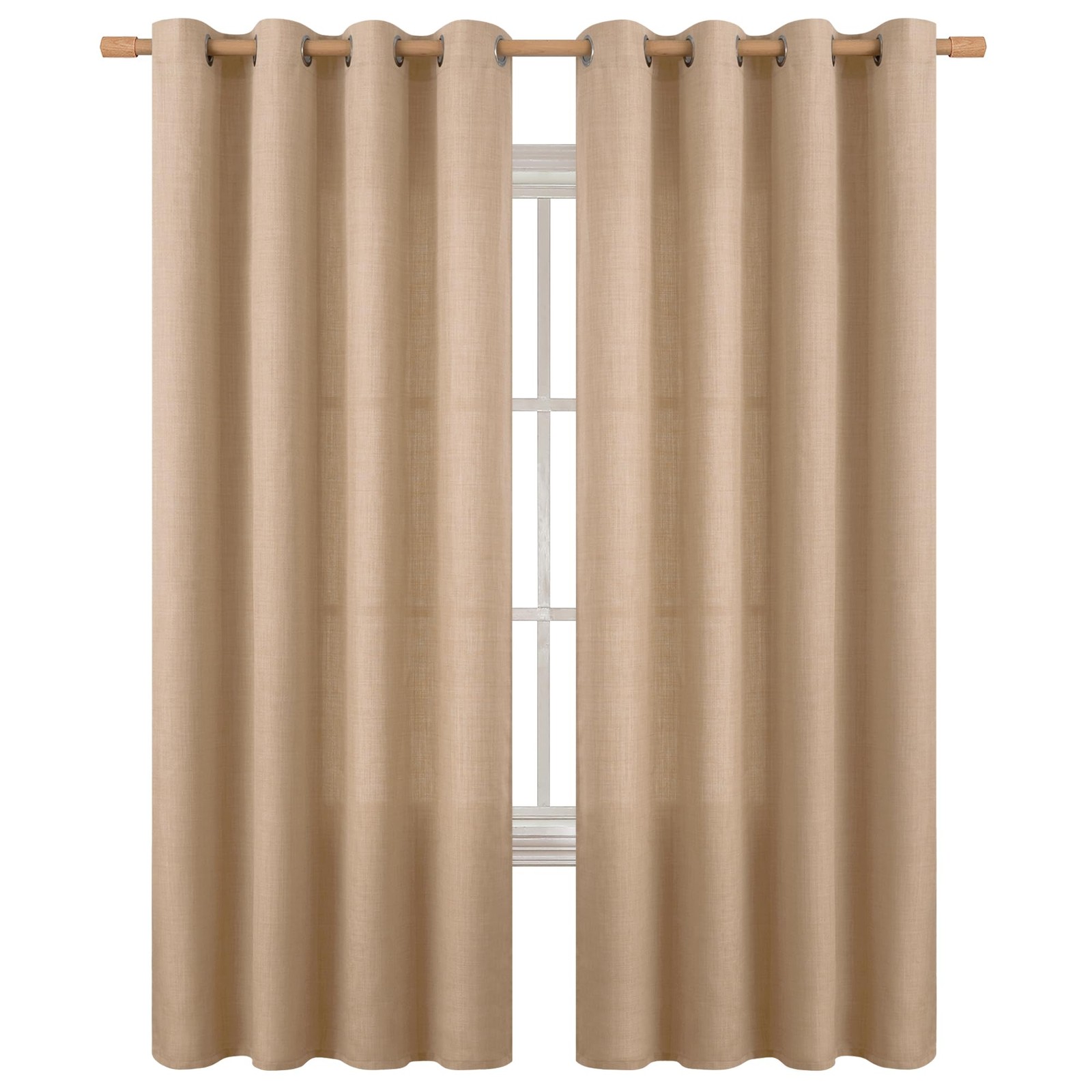 BGment Tan Curtains 84 Inch for Living Room – Light Filtering Faux Linen Look…