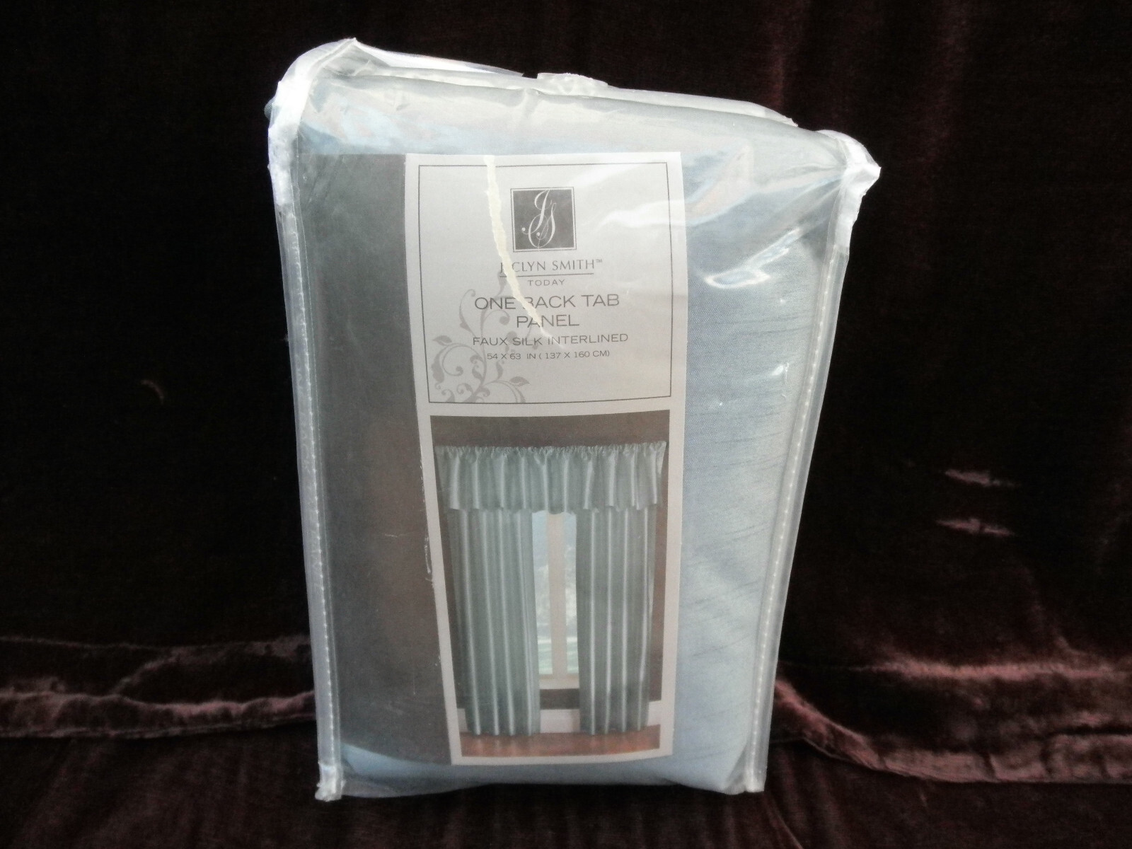 JACLYN SMITH ONE BACK TAB PANEL FAUX SILK INTERLINED, SLATE BLUE- 54″W X 63″ L