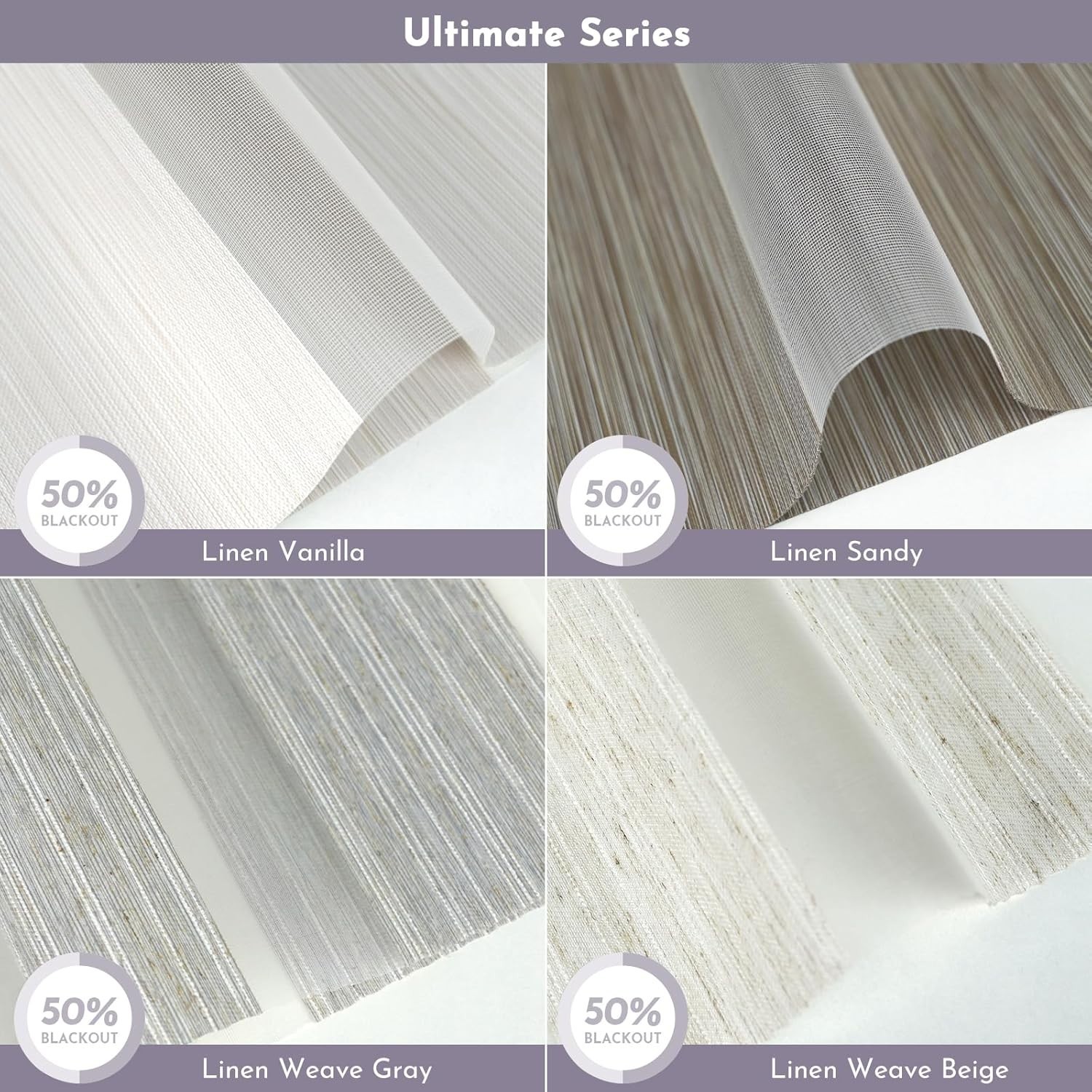 Luxurious Zebra Blinds Sample Collection – 100% Blackout Cordless Window Shades