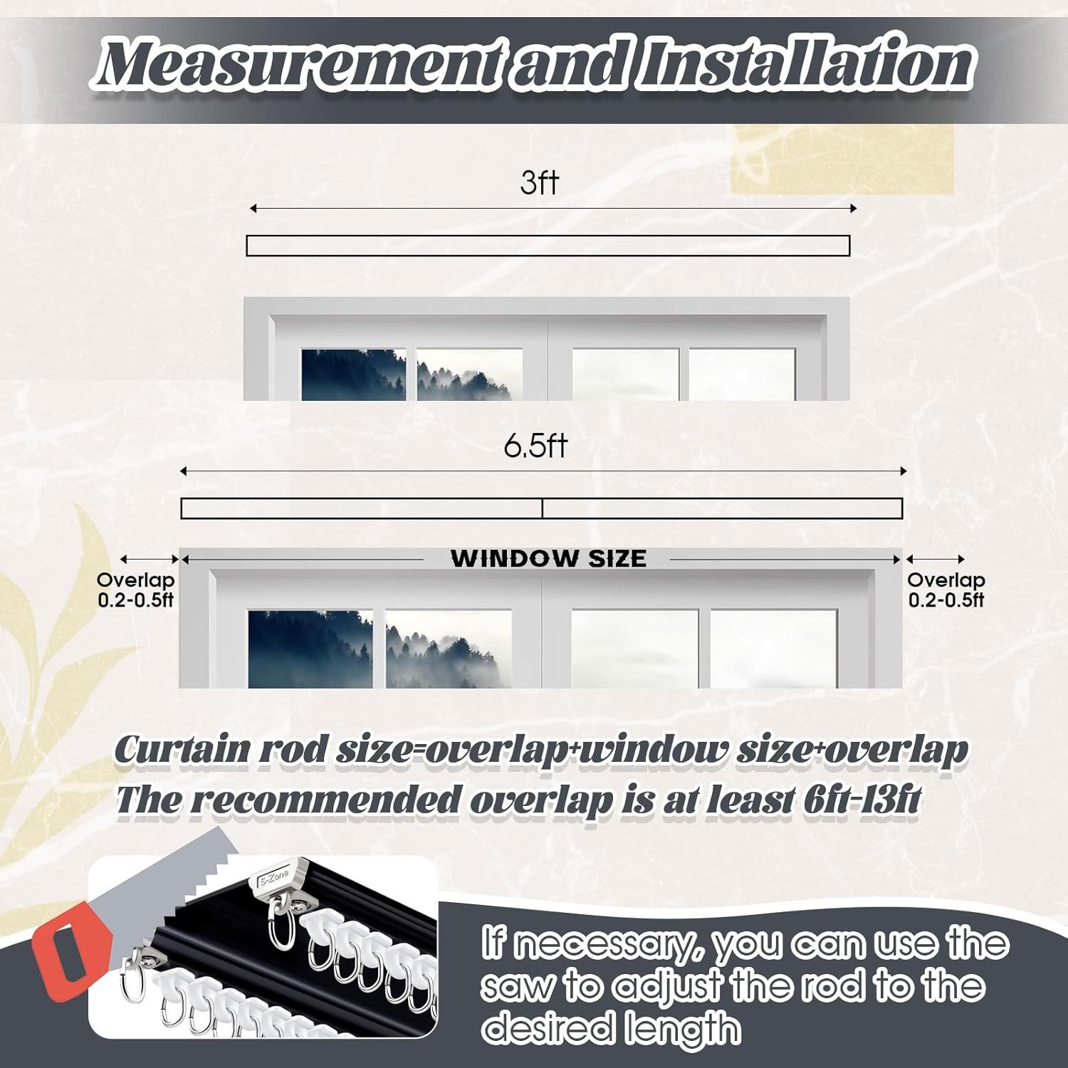 Ceiling Curtain Double Track Set 3Ft-13Ft/4 Meter Black Heavy Duty Ceiling Track