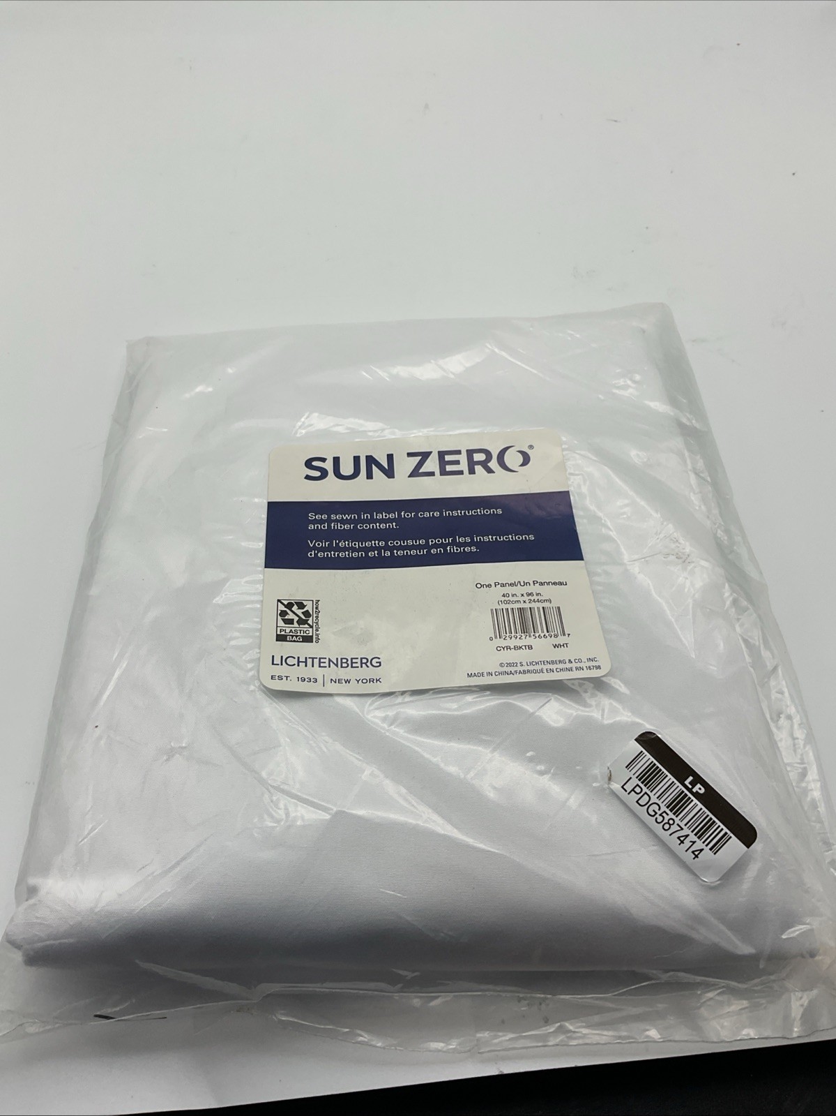 Sun Zero Cyrus100% Blackout Back Tab Curtain Panel Winter White 40in x 96in