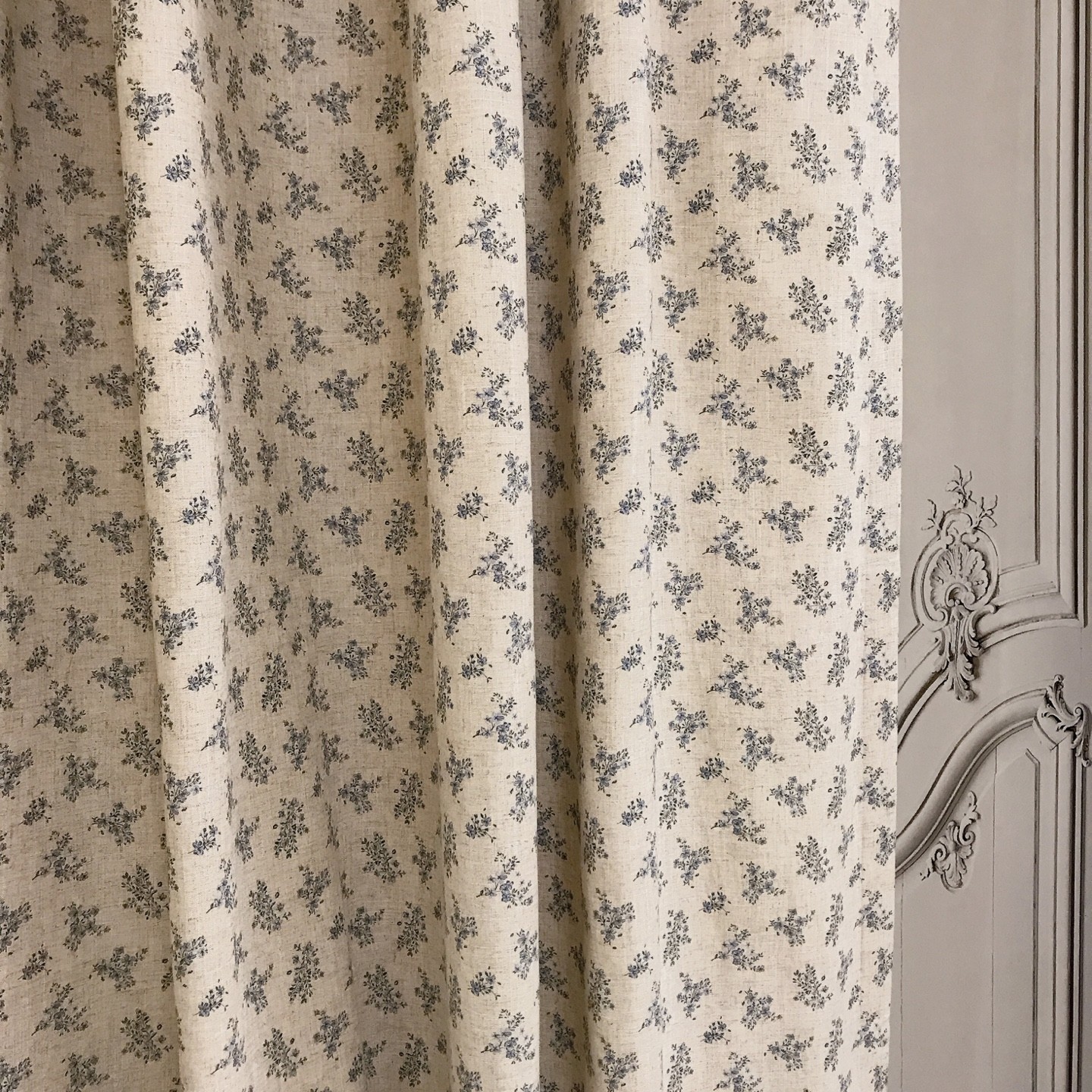 Handcrafted Floral Curtains Linen Blend Petite Botanical Custom Drapery Panels