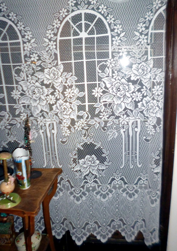 New European Rose Lace Curtain Fabrc 103″ Long Adjustable Width By The Yard
