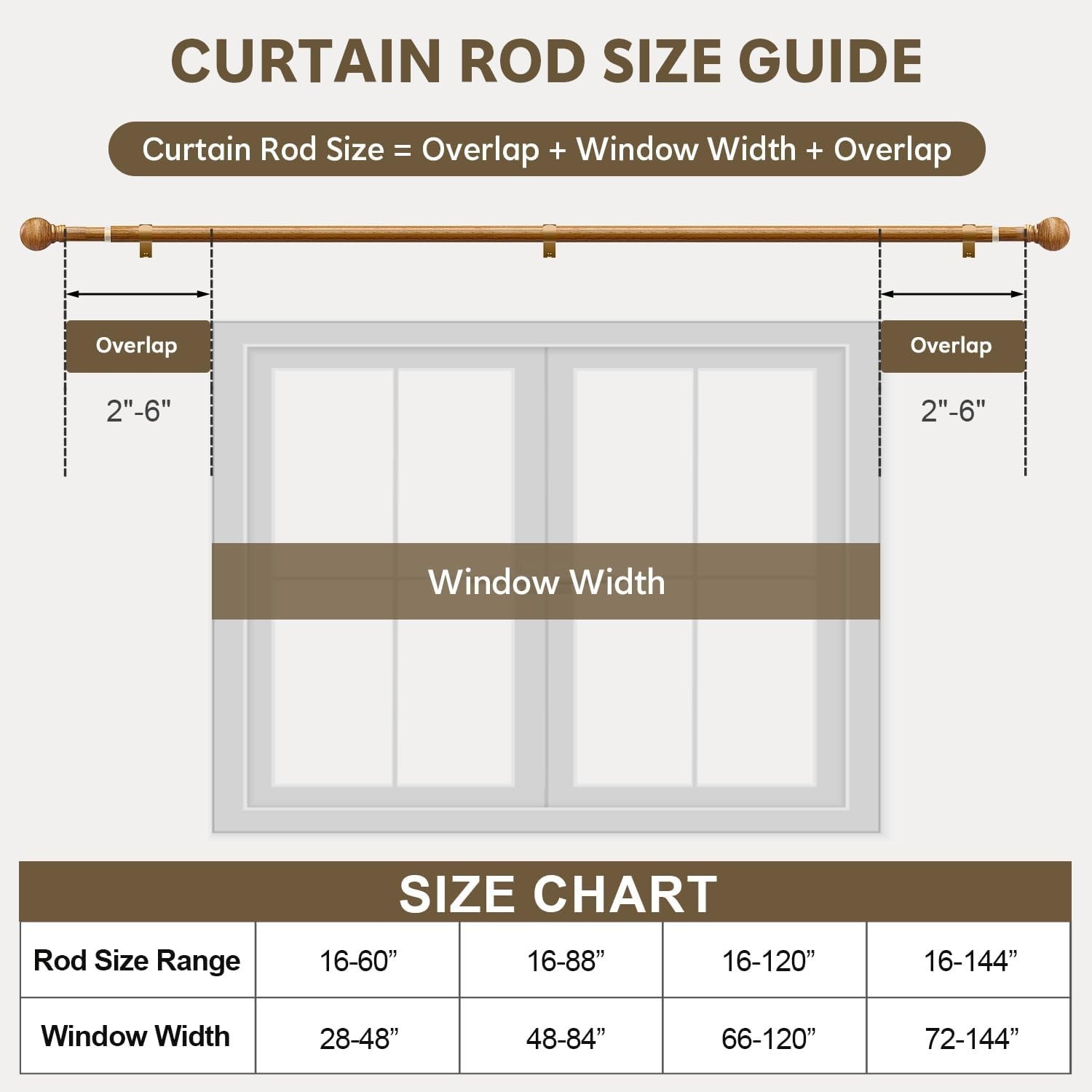 Bohemian Style Heavy Duty Curtain Rods – Adjustable from 72 to 144 Inches