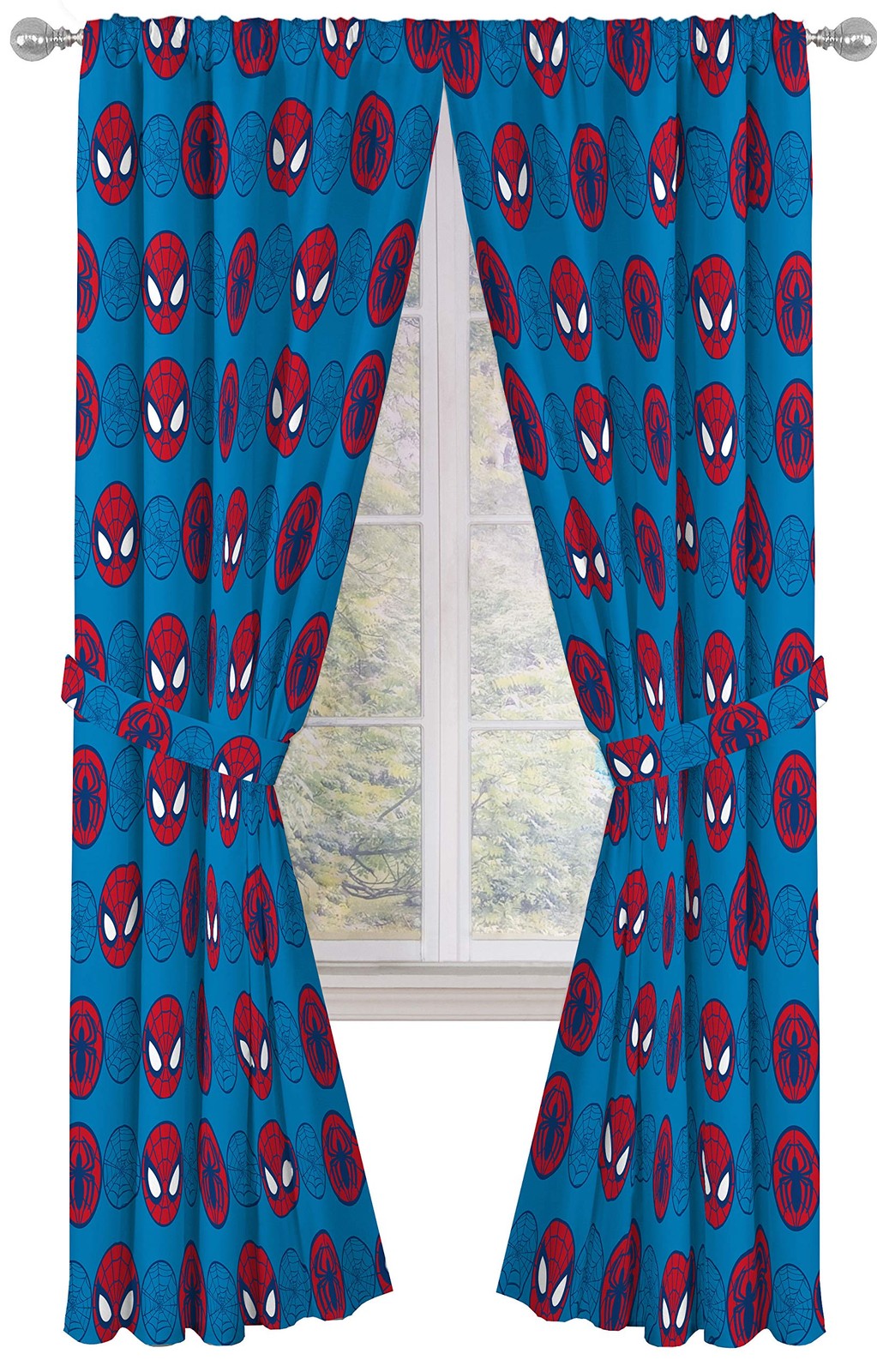 Jay Franco Kids Window Drapes – 4 Piece Curtain Set Includes 2 Tiebacks, Beau…
