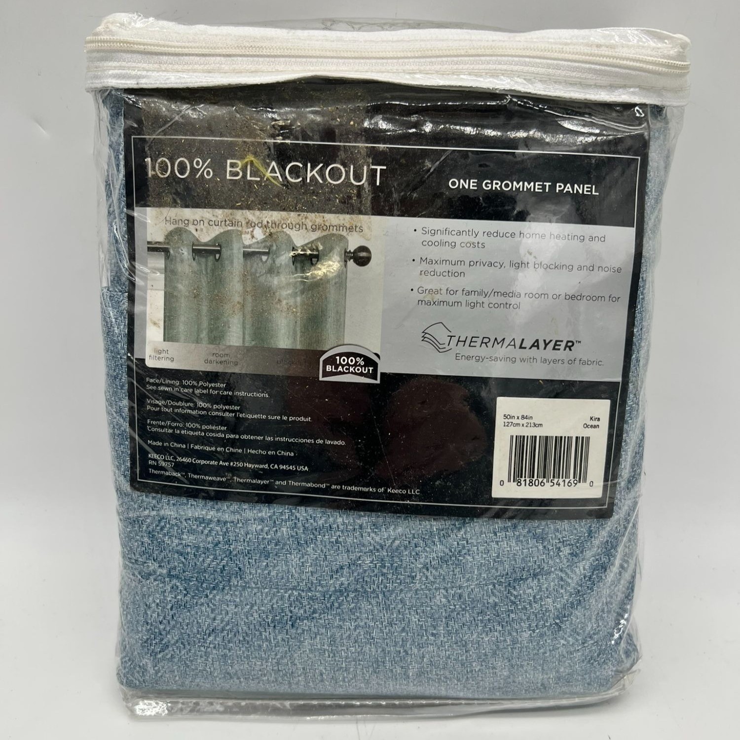 Eclipse Absolute Zero Blackout Grommet Curtain Panels Denim Blue 50×84 Set of 2