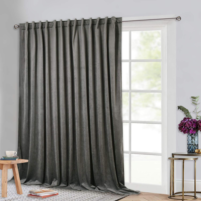Stangh Privacy Room Divider Curtains – Grey Velvet Drapes Extra Long High