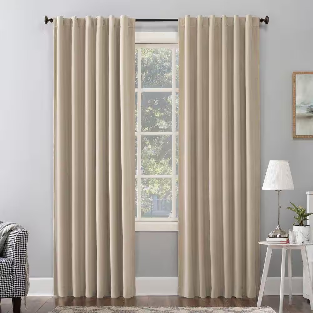 Amherst Velvet Noise Reducing Thermal Ecru Polyester 50 In. W X 84 In. L Blackou