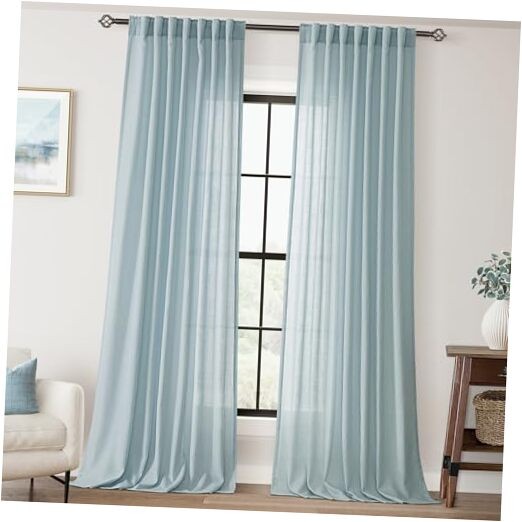 Curtains 84 inch Length for Bedroom Back Tab 52″W x 84″L (Pack of 2) Sky Blue