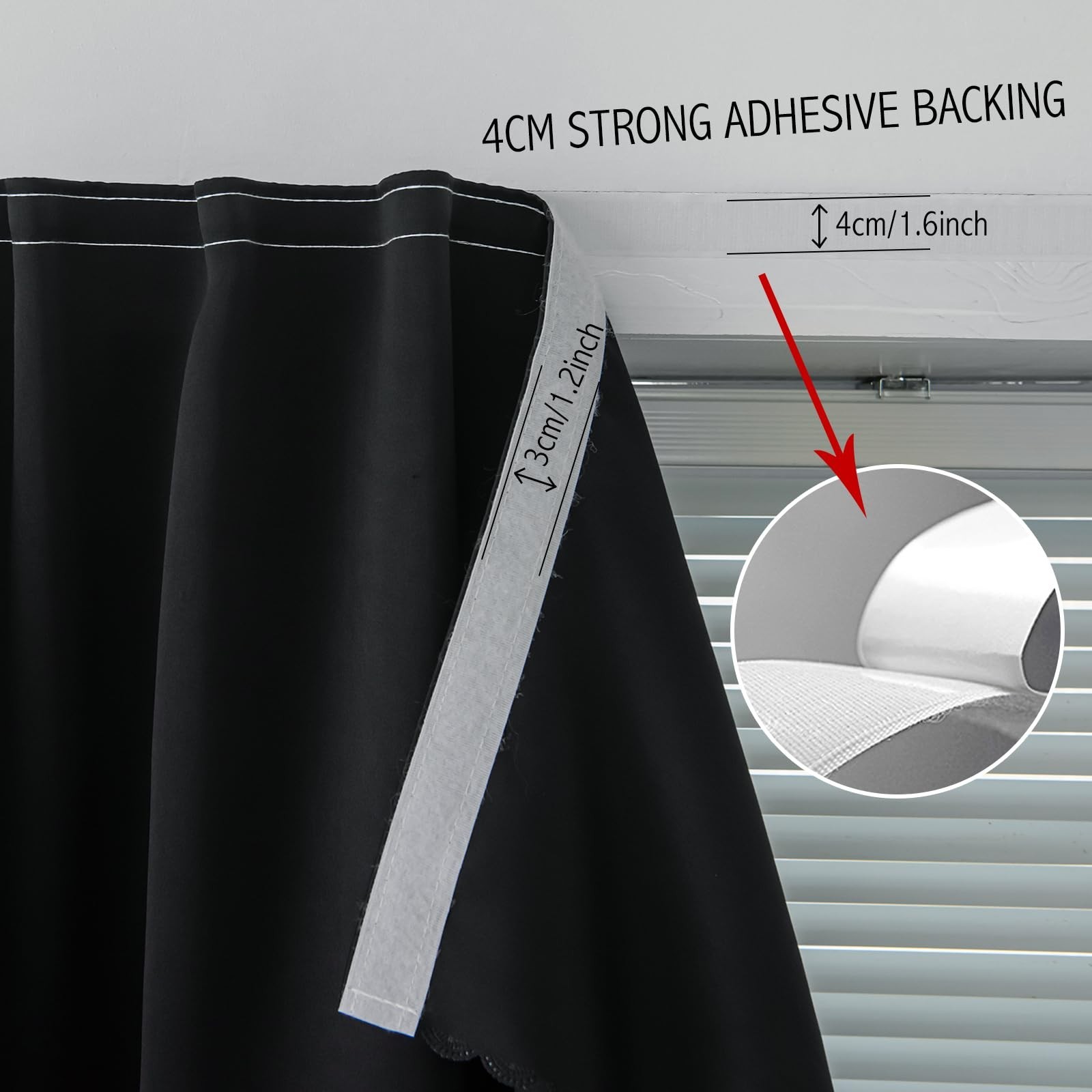 Adhesive Blackout Curtains Self Stick Shades Window 35W X 59L Black 1 Panel….