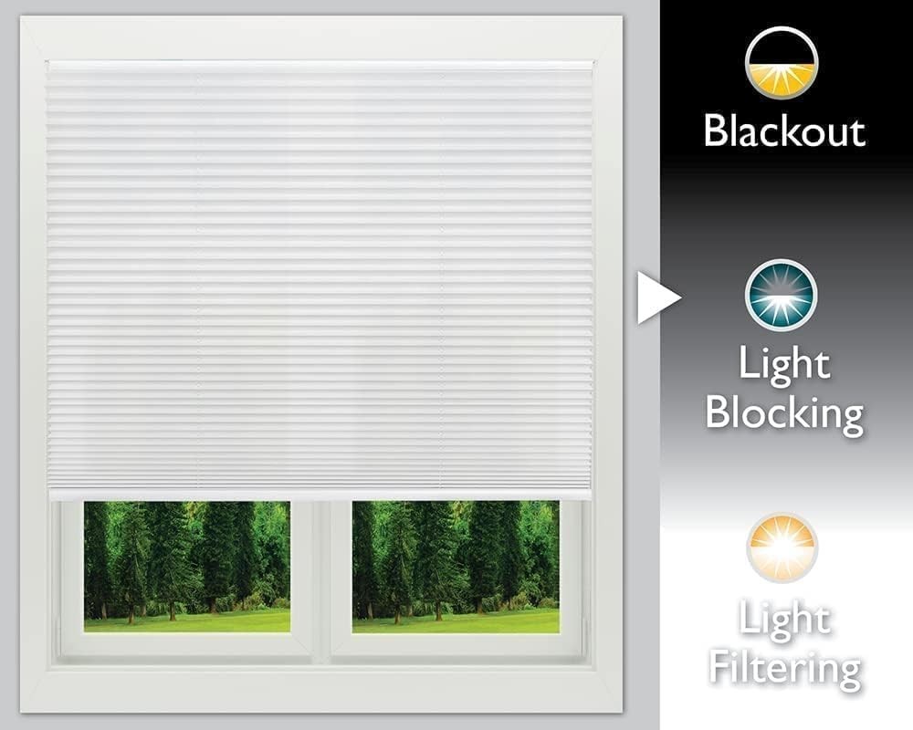 No Tools Easy Lift Trim-at-Home Cordless Pleated Light Blocking Fabric Shade …