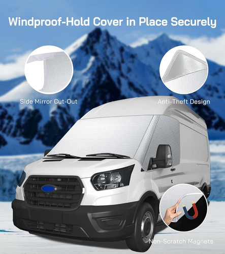 Windshield Cover for Ford Transit 2015-2026 Motorhome,Van, Silver – Oxford