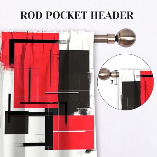 Red Kitchen Curtains Tiers and Valances Set 3 18″W x 52″L (Pack of 3) 04red