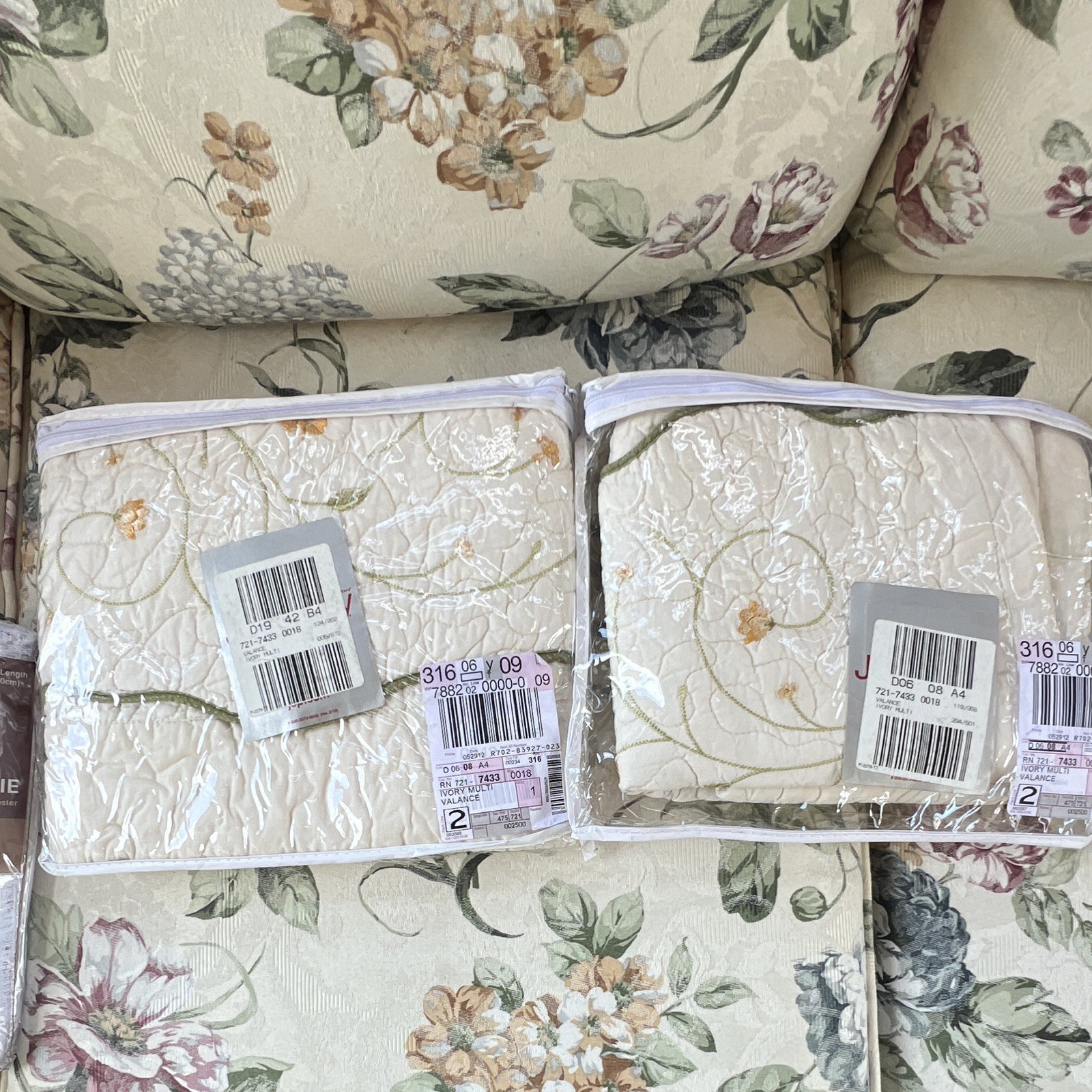 JCP home Polyester Embroidered Floral Rod Pocket Valance 42 x 18 Ivory