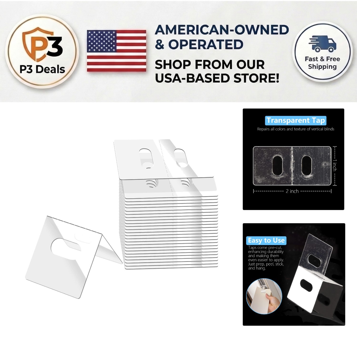 Eco-Friendly Vertical Blind Repair Tabs – Instant Fix for Damaged Slats, 25 Sets