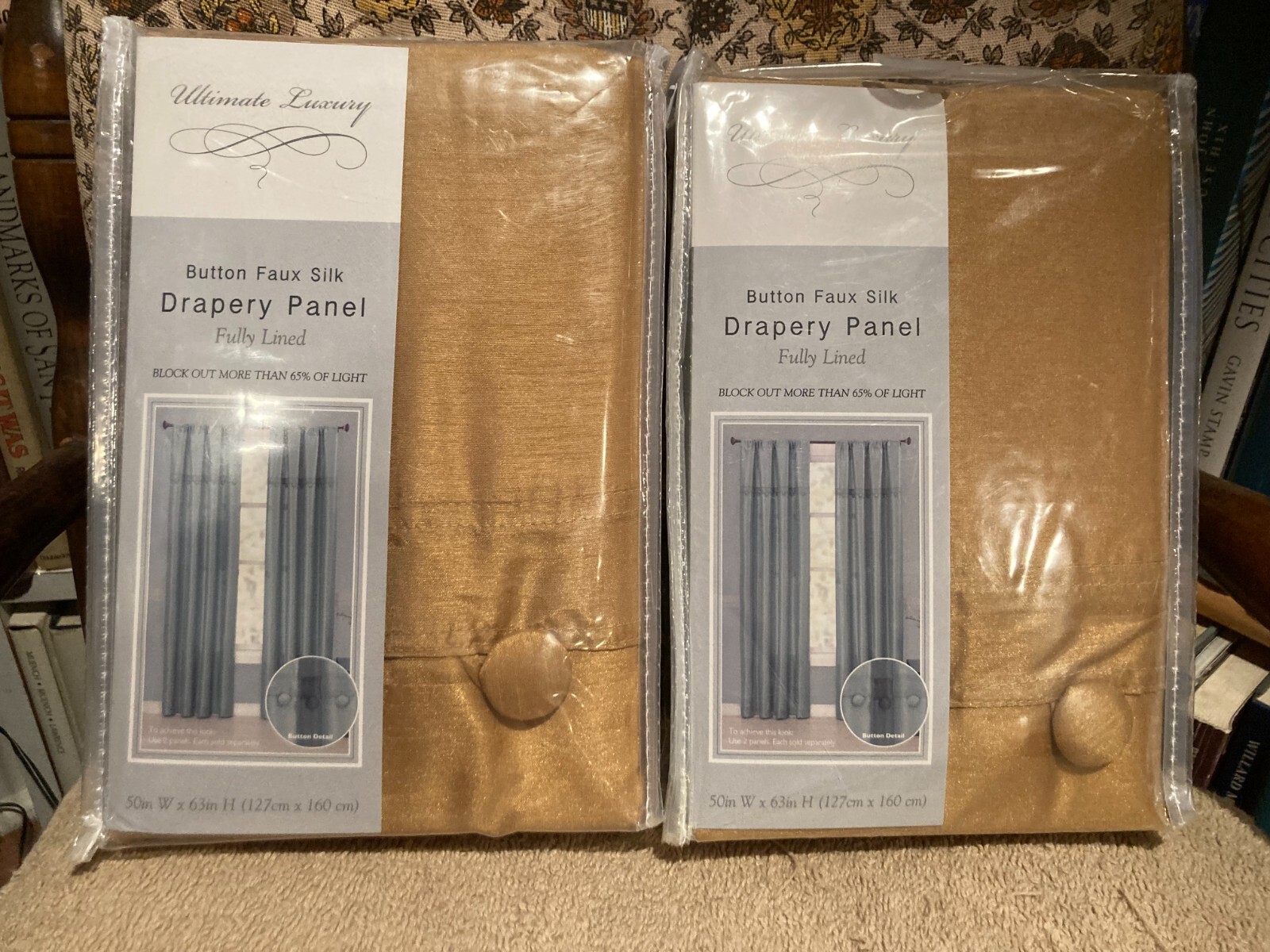 2 Pack Ultimate Luxury Faux Silk Drapery Panels 50in w x 63in h 65% Light Block