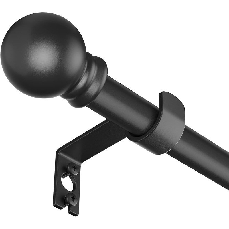 Black Curtain Rods for Window 28 To 48 5/8 Inch Small Decorative Curtain Rod Set