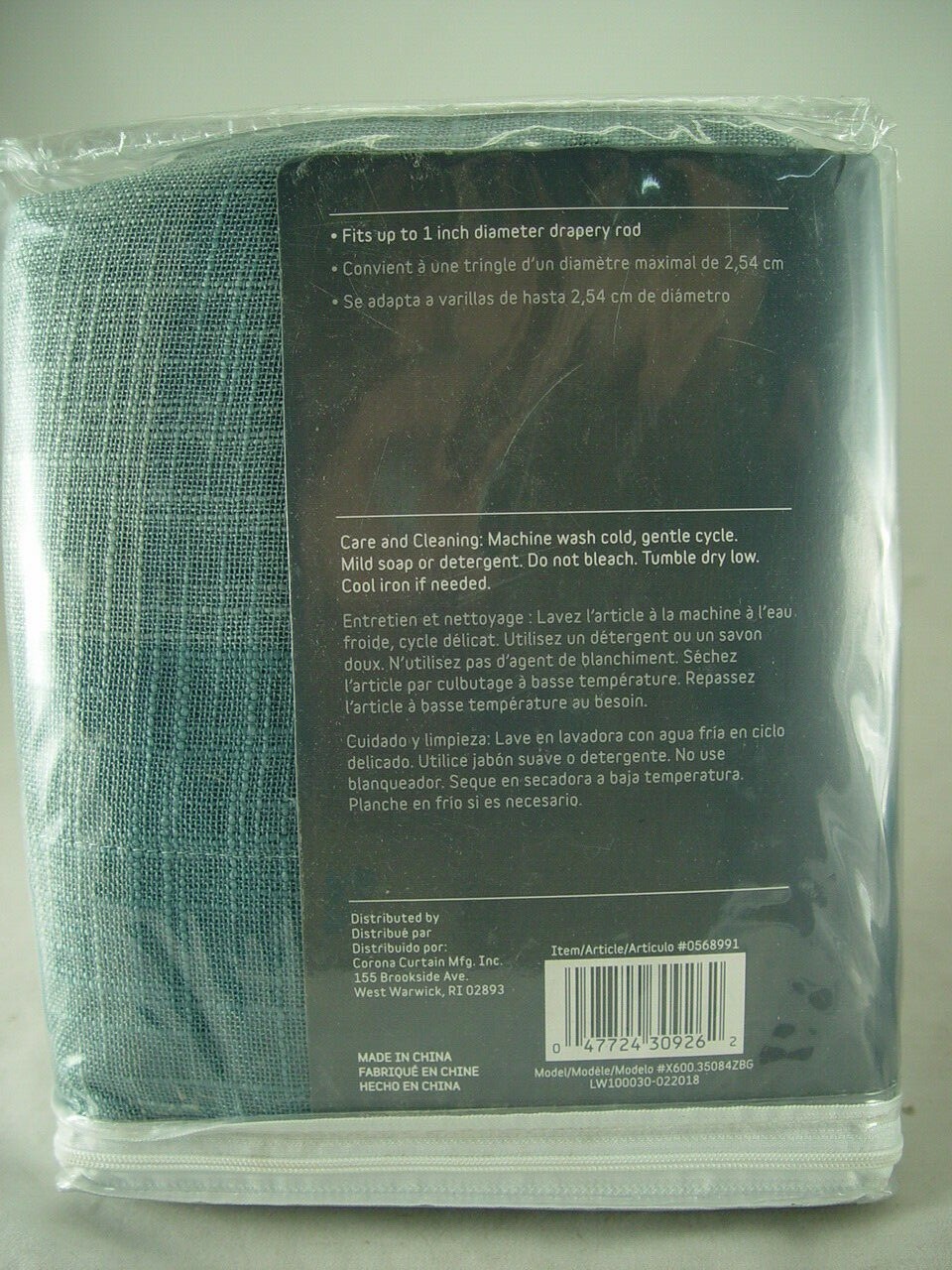 Style Selections Home 2pc Kenna 84″ Mineral Blue Light Filtering Curtain Panel