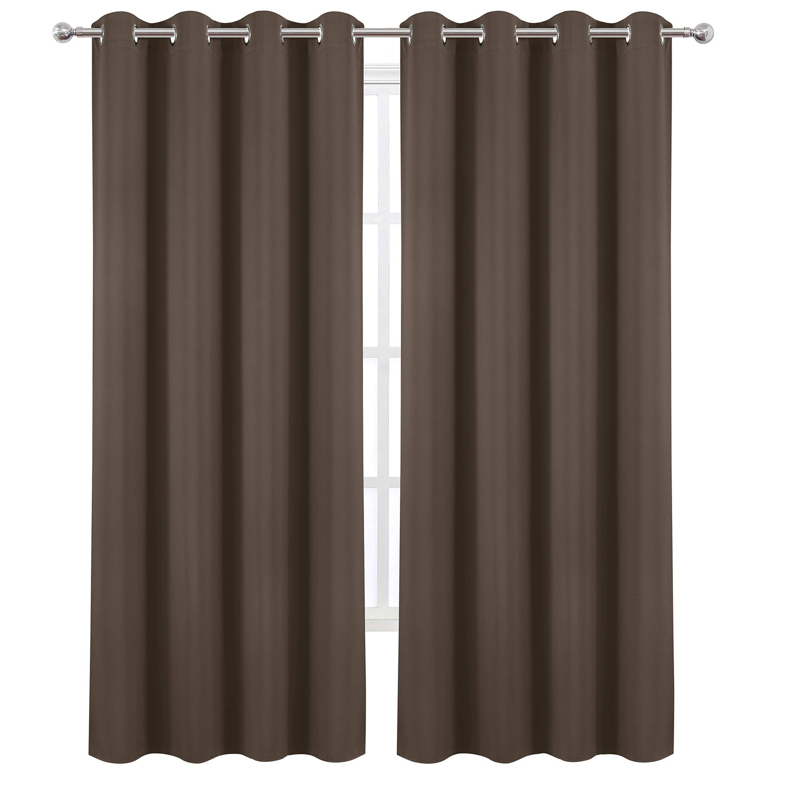 Chocolate Brown Thermal Blackout Curtains/52 X 84 Inch/Set of 2 Panels Room Dark