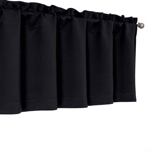 Valances for Windows 1 Piece, Soft Solid Thermal 60″W x 14″L (Pack of 1) Black