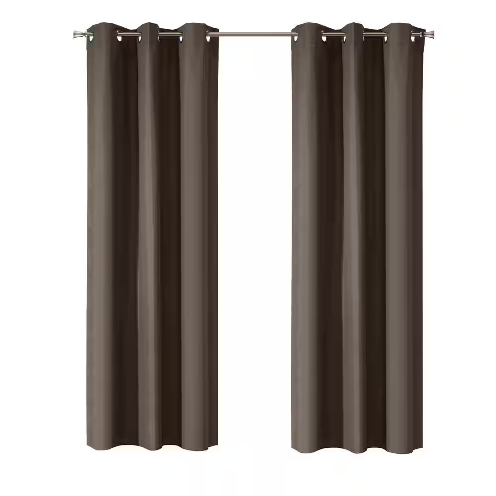 Prelude Brown Polyester Smooth 40 In. W X 84 In. L Grommet Indoor Room Darkening