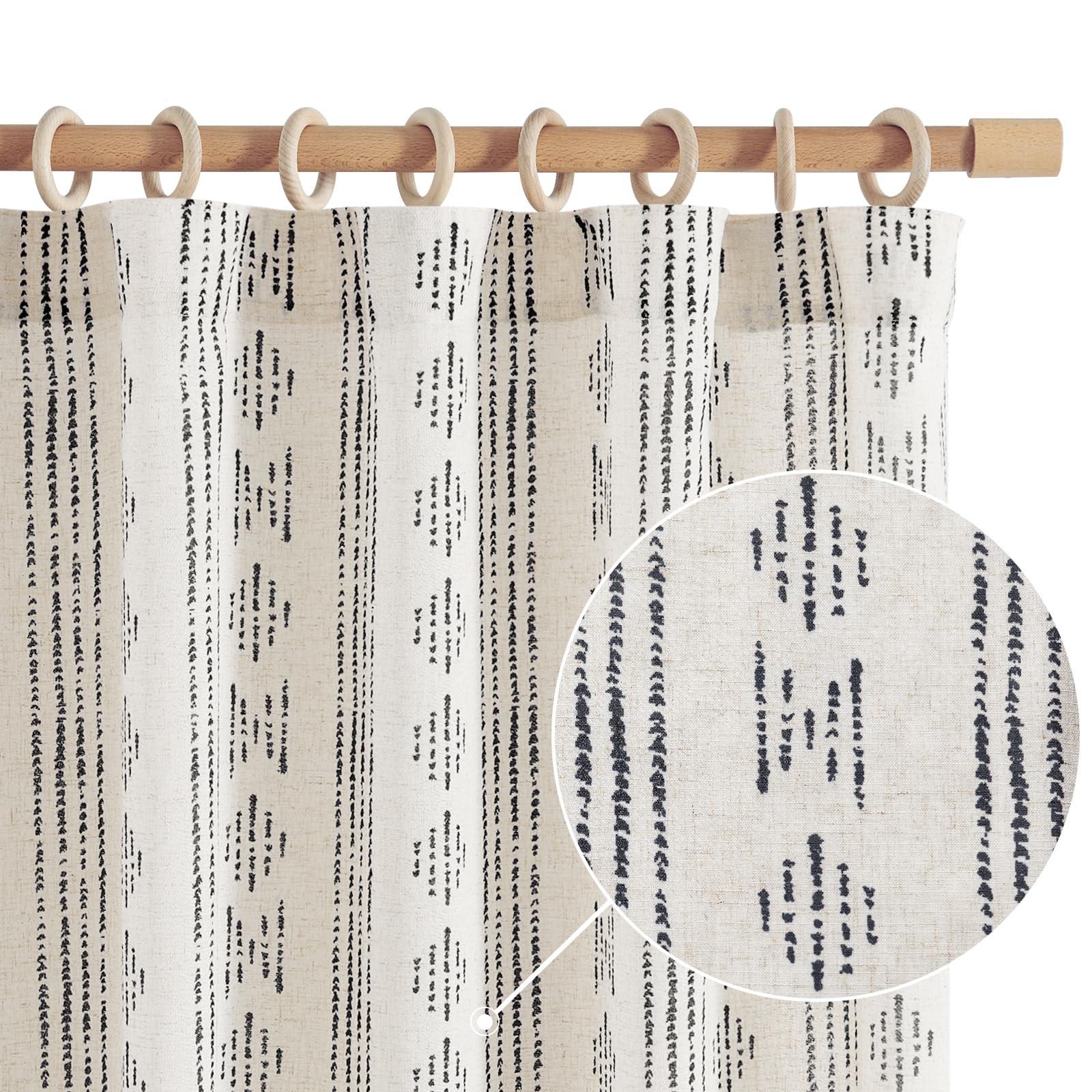 Jinchan Boho Curtains For Living Room Farmhouse Black Curtains 96 Inch Length 2