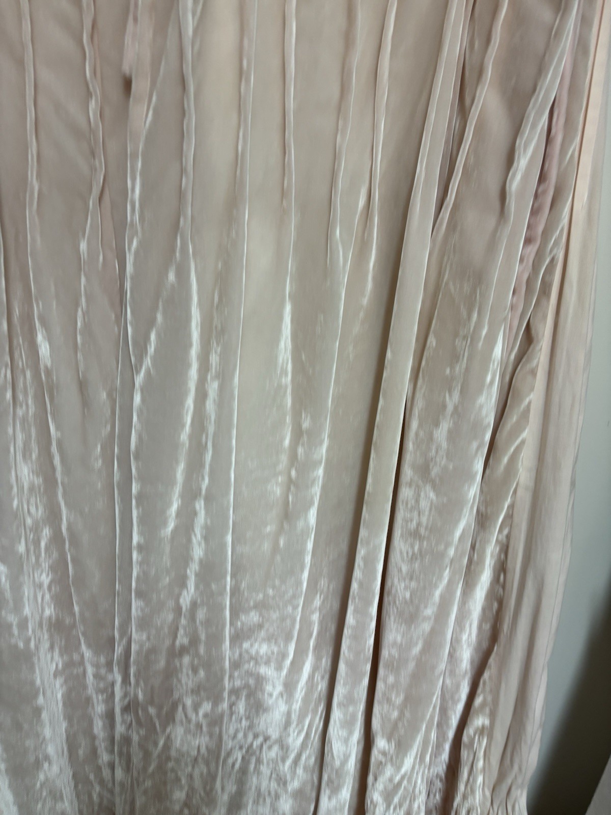 Set/2 Pottery Barn Teen 44×84” Shimmer Velvet Tie Top Drapes Blush Pink