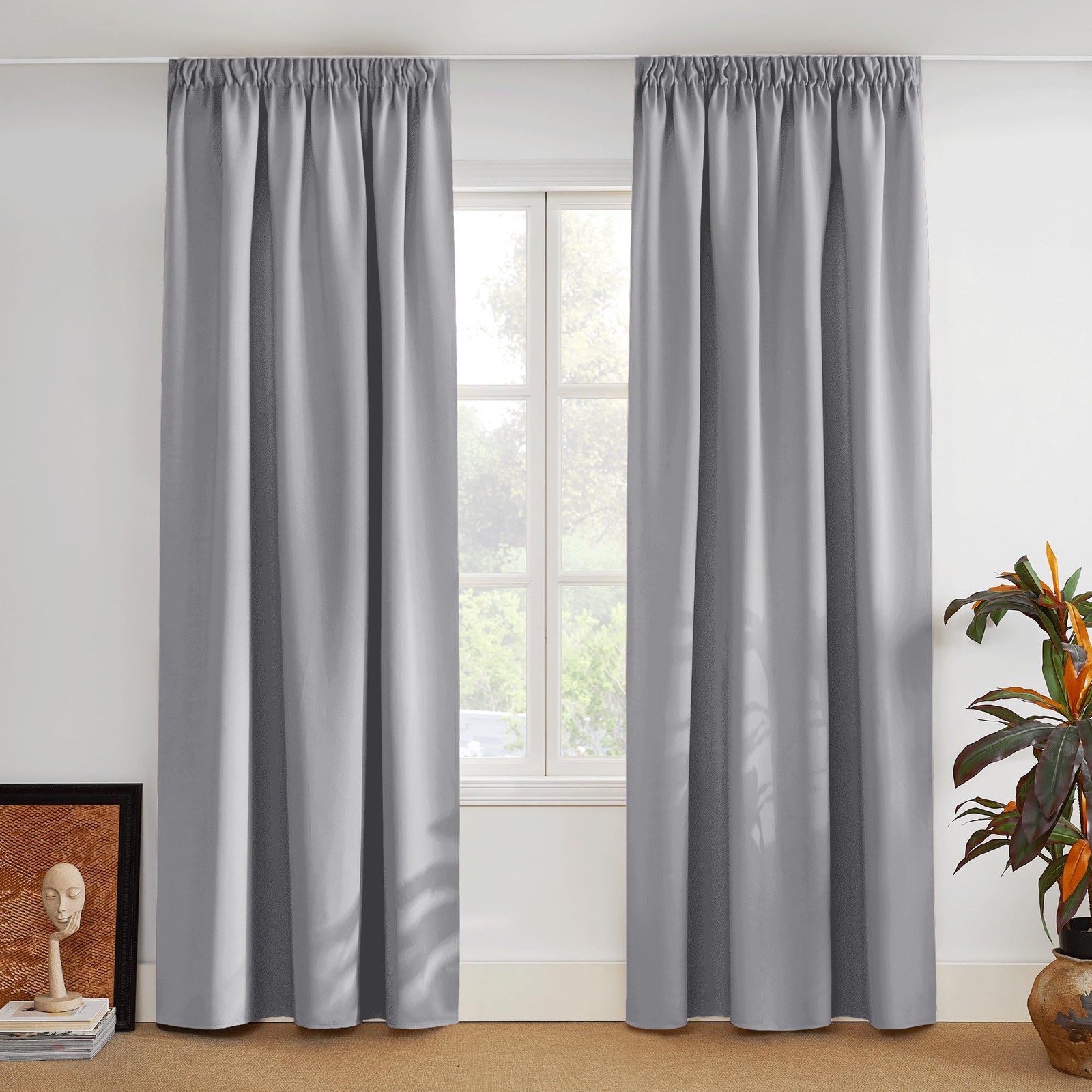 Opaque Curtains with Curling Ribbon for Rail Set of 2 Blackout Curtain…