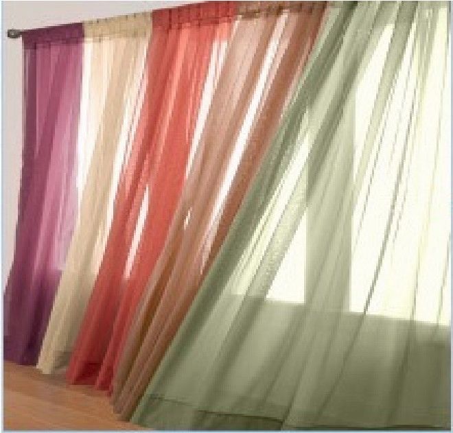 2PC Solid Sheer voile window panels curtain 55″ wide x 84″ long many colors