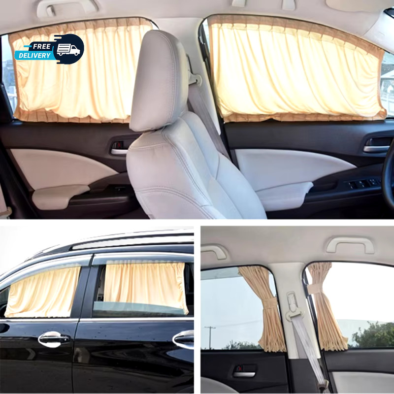 2pcs Universal Car Side Window Curtains – Foldable UV Protection Sunshade – NEW