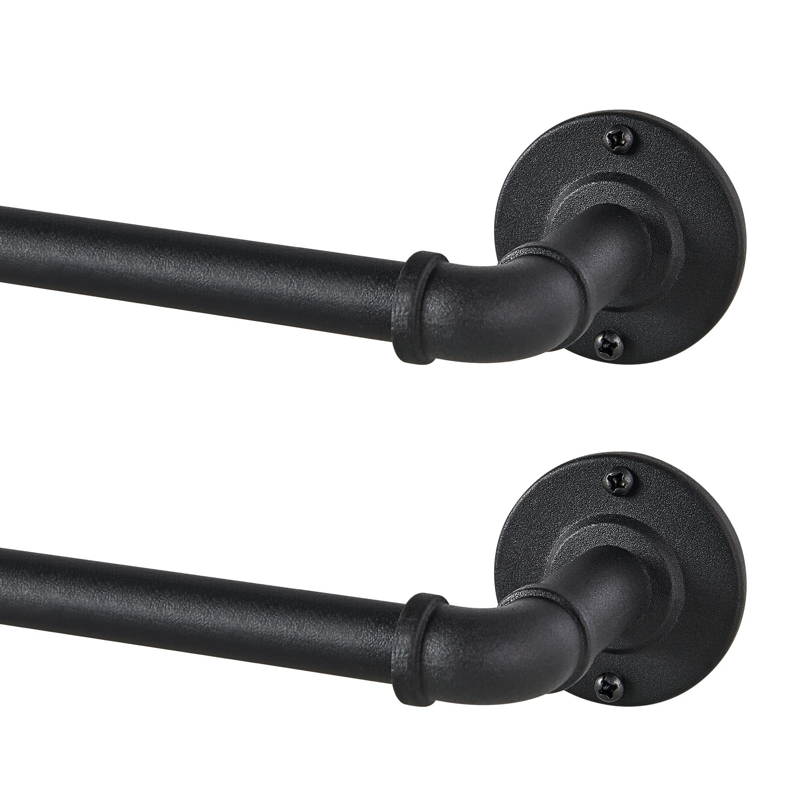 2 Pack Industrial Curtain Rods for Windows 28 to 48 Inches, 33-45 INCH, Black