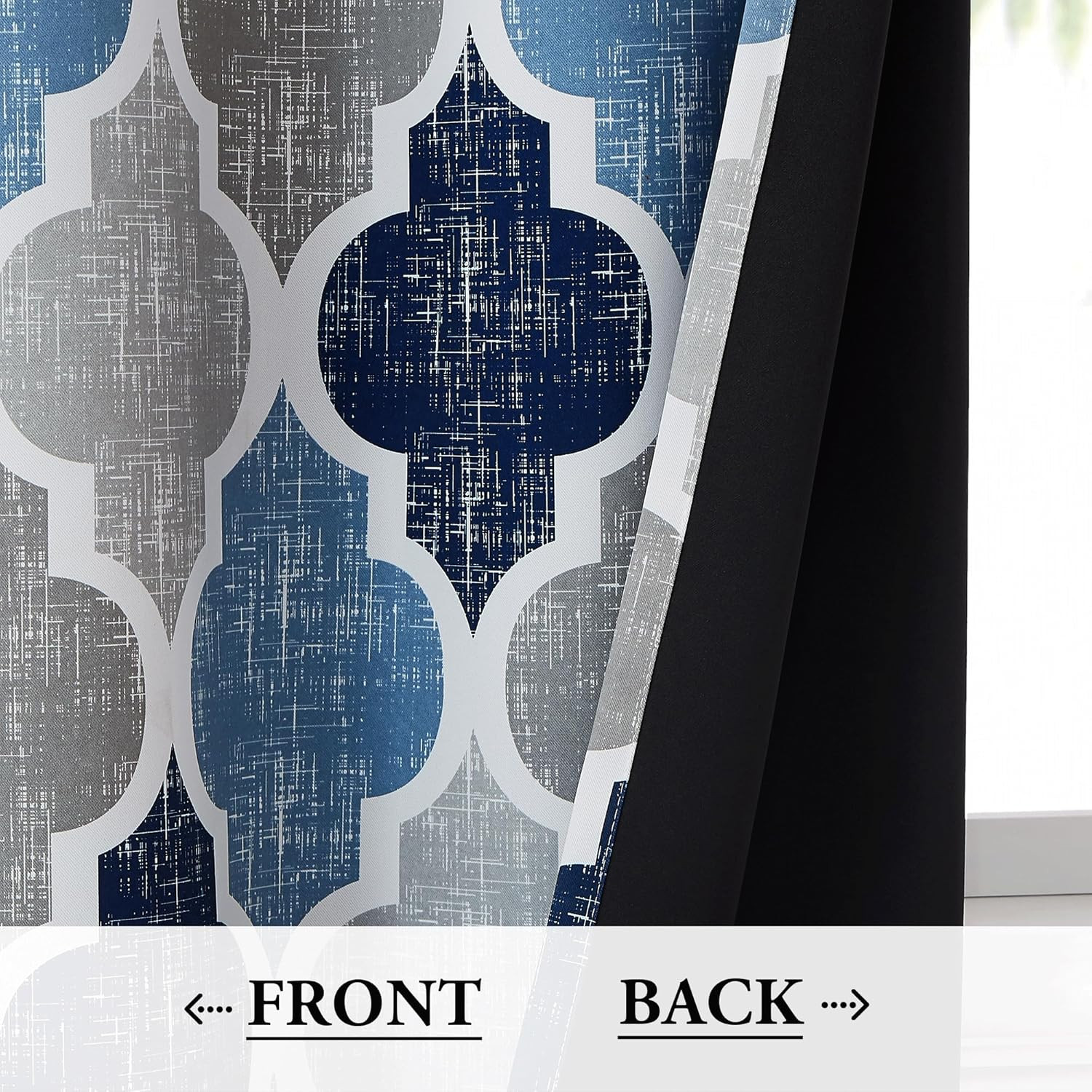 100% Blackout Curtains 84 Inches Long 2 Panels for Bedroom Living Room Blue Grey