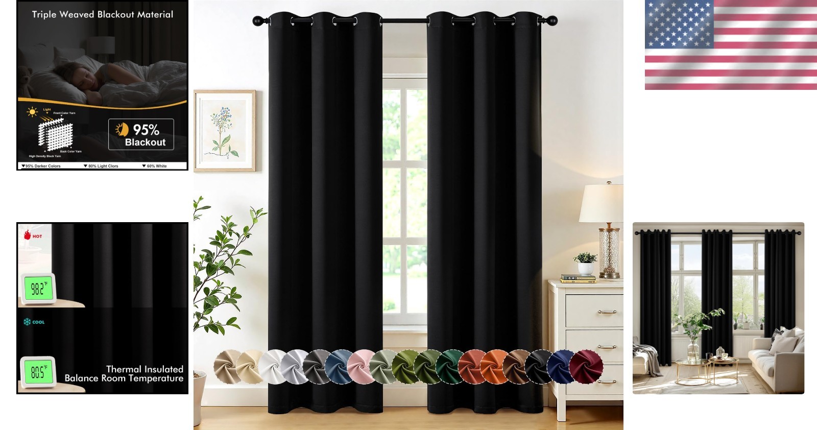 Quality Blackout Curtains – 2 Panel Set 40×84 Inch for Ultimate Privacy