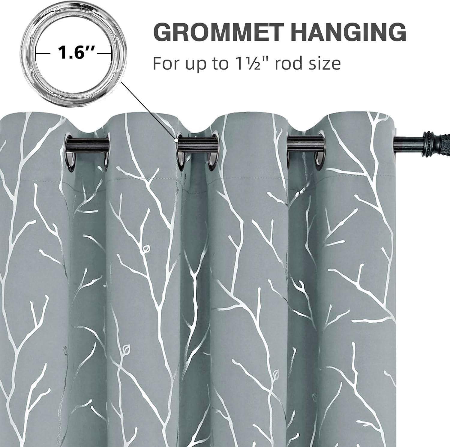 Blackout Curtains GRAY Buhua 2 Panels 84″ x 52″ NEW IN PACKAGE