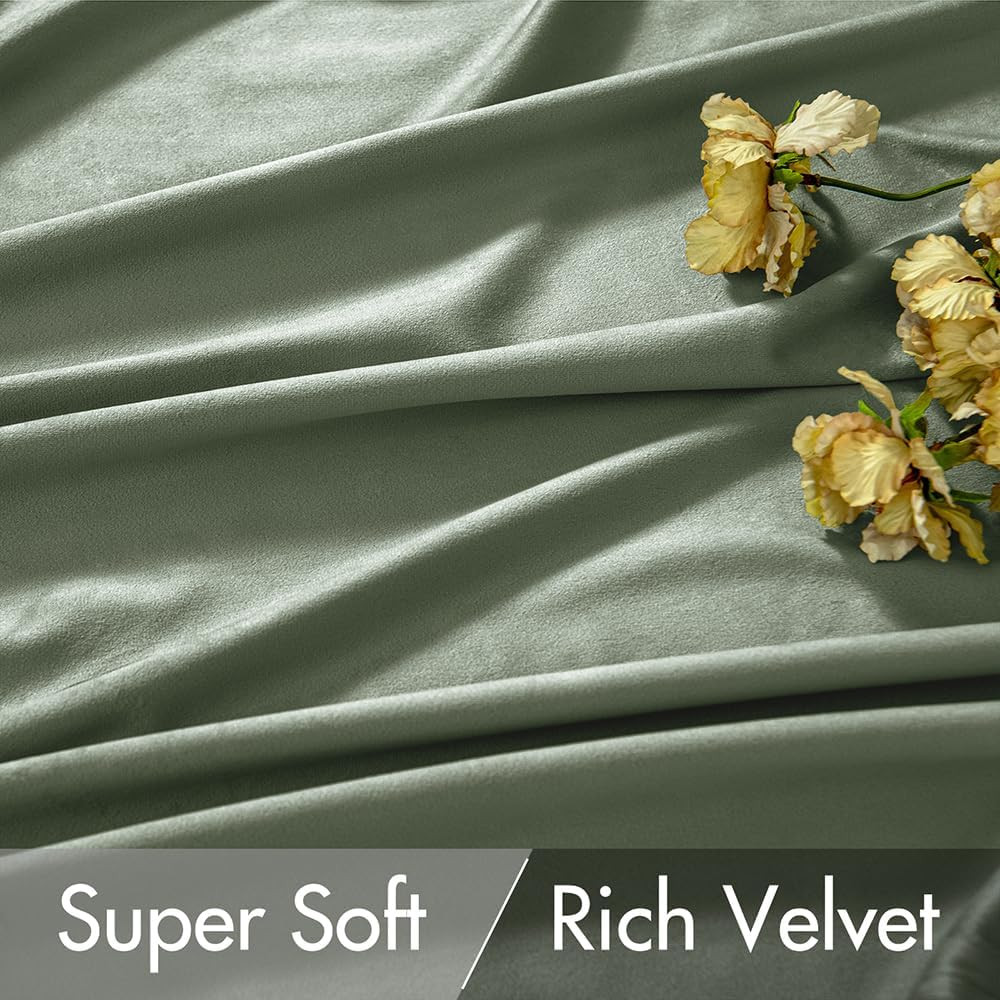 MIULEE Sage Green Polyester Curtains 96 inches 2 Panels – Pinch Pleated Luxury R