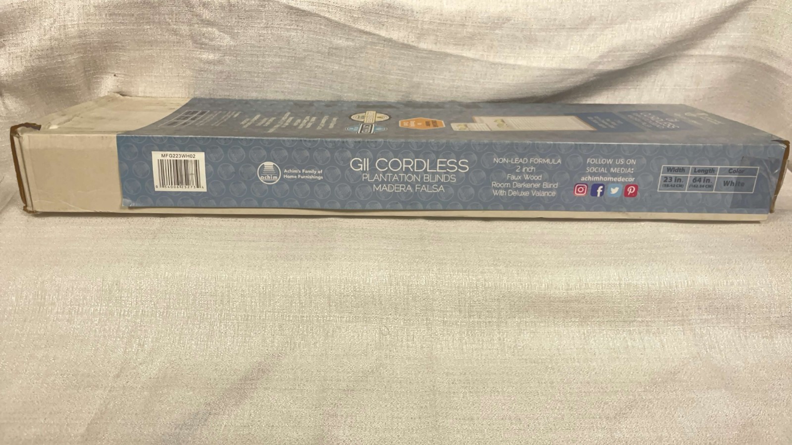 Cordless GII Madera Falsa 2″ Faux Wood Plantation Blind 23×64 – White