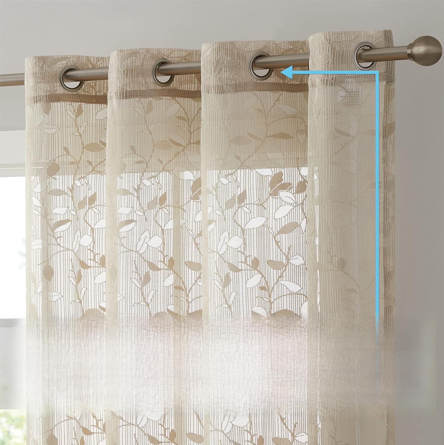 Joyce Floral Decorative Lace Semi Sheer Light Filtering Grommet Window Treatm…