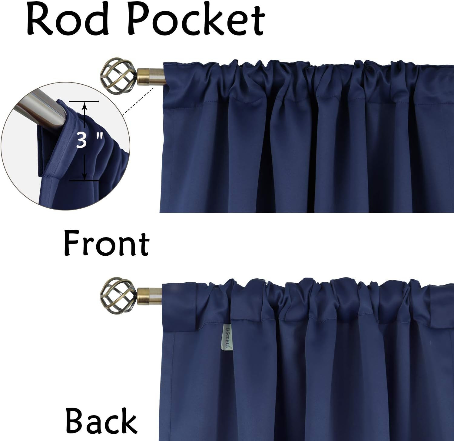 Rod Pocket and Back Tab Blackout Curtains for Bedroom – Thermal Insulated Room D