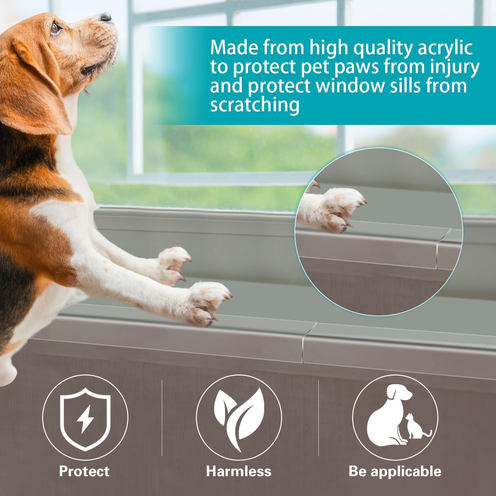 4 PCS 14.75×3.25 Inch Window Sill Protector Dog Cat Scratching Transparent