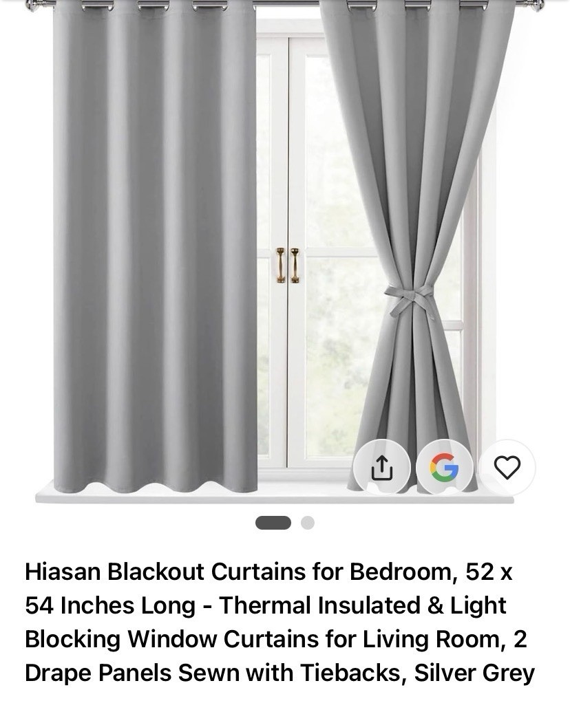 Blackout Curtains Grey 52×54 Inches Long 2 Panels Set