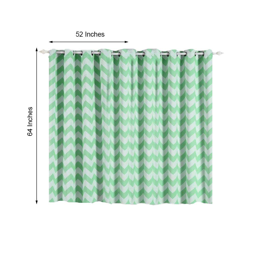 2 pcs Mint Green 52″ x 64″ Chevron Thermal Grommet Window CURTAINS Drapes Home