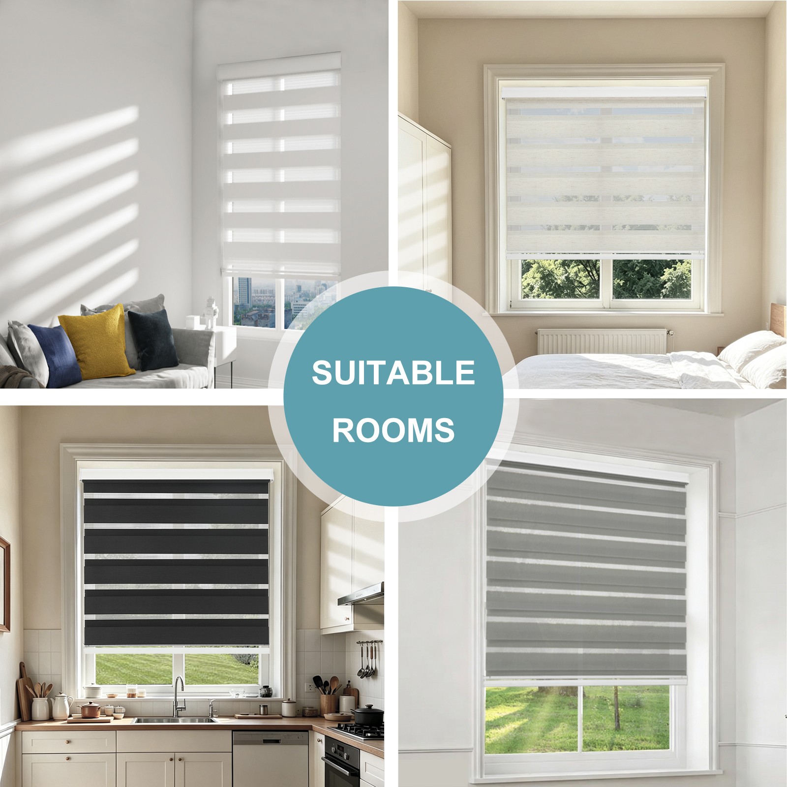 Changshade Horizontal Shade Window Blind Zebra Dual Roller Blind Easy to Install