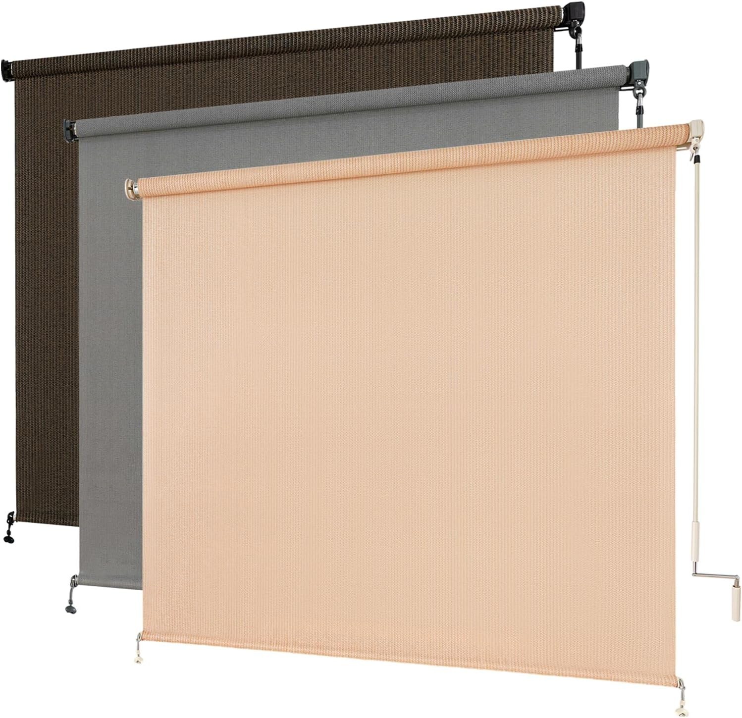 Outdoor Roller Shade 4′ W x 6′ H Exterior Cordless Patio Roll Up Blinds