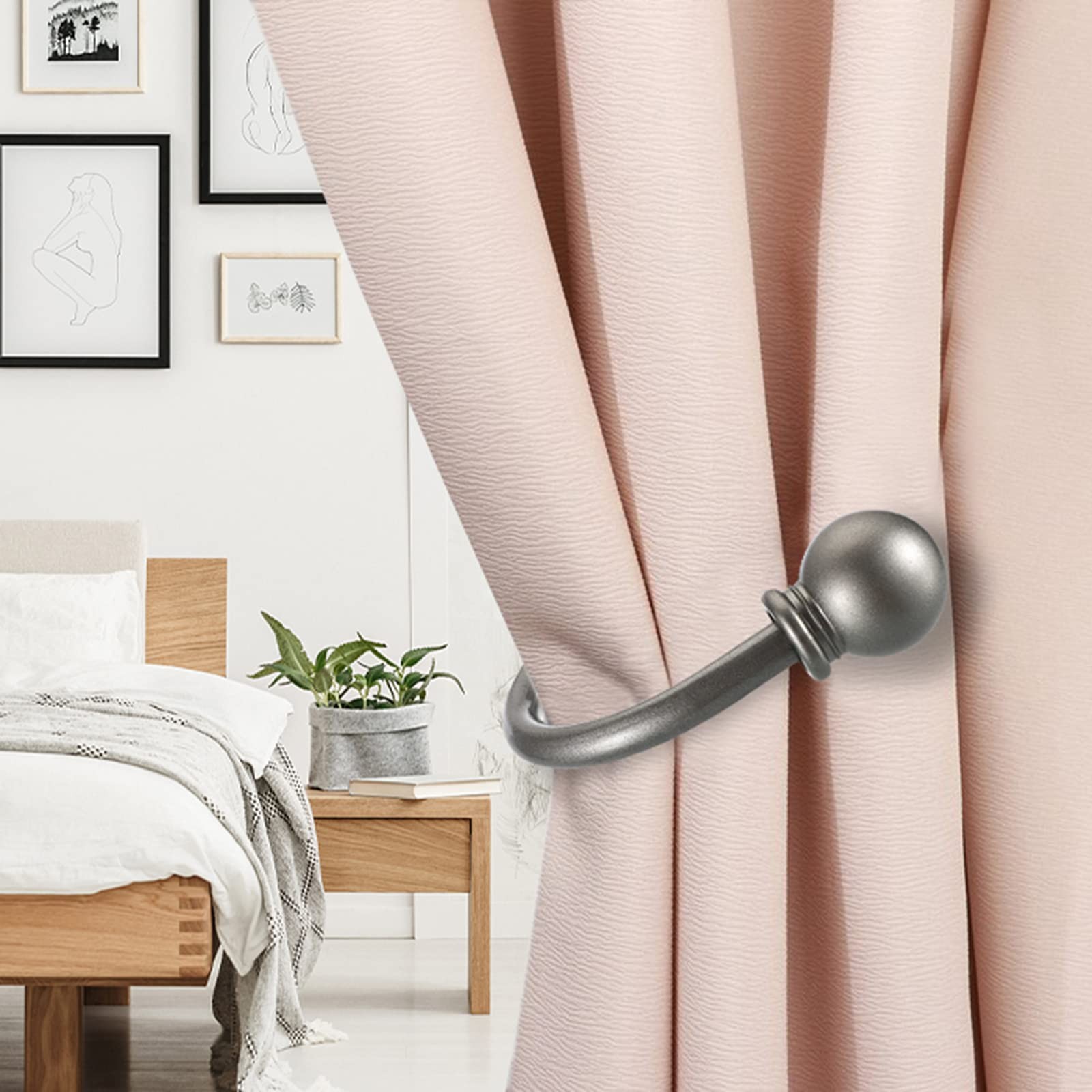 Set of 2 Decorative Curtain Holdbacks, Wall Mounted Aluminum Alloy Window Draper
