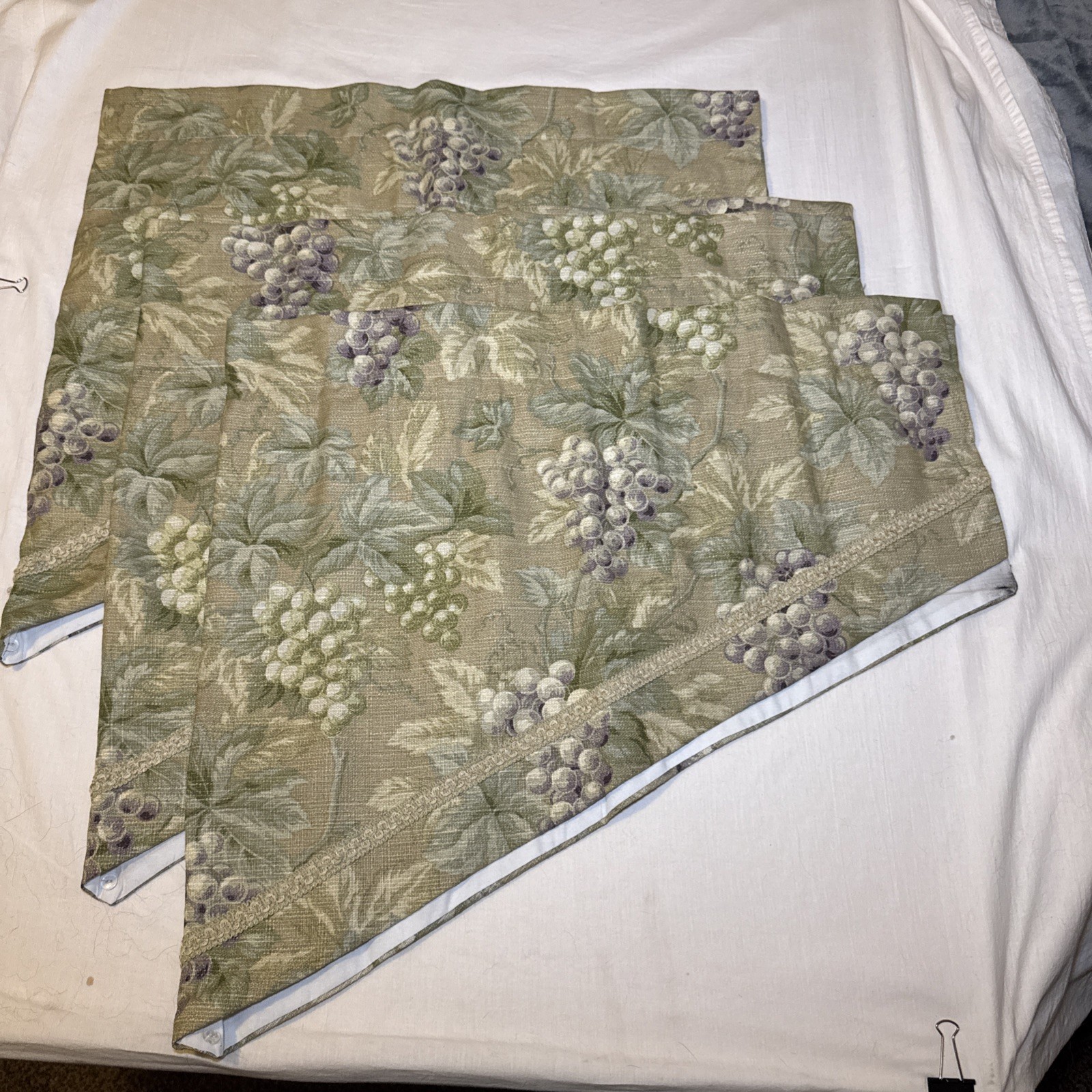 Set Of 3 Decorative Grape Vine Fabric Window Valance(s) – Rustic / Country Style