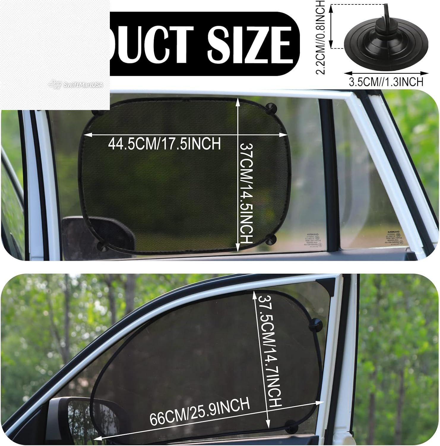 4 Pack Car Window Sun Shades Static Cling Side Window Shade Baby Privacy Shield