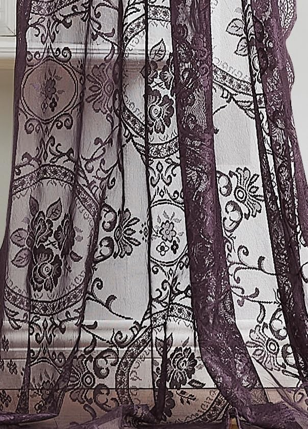 Noir Gothic Decor Dark Purple Window Scarf 216 Inches Long. Lace Window Scarf